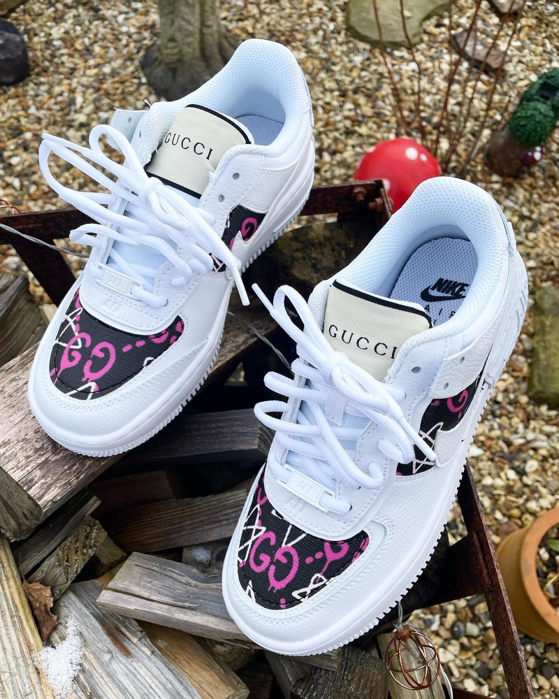 SIZE: 4 UK - 5 US Nike Air Force 1 Shadow • White | Black • Pink Ghost GG