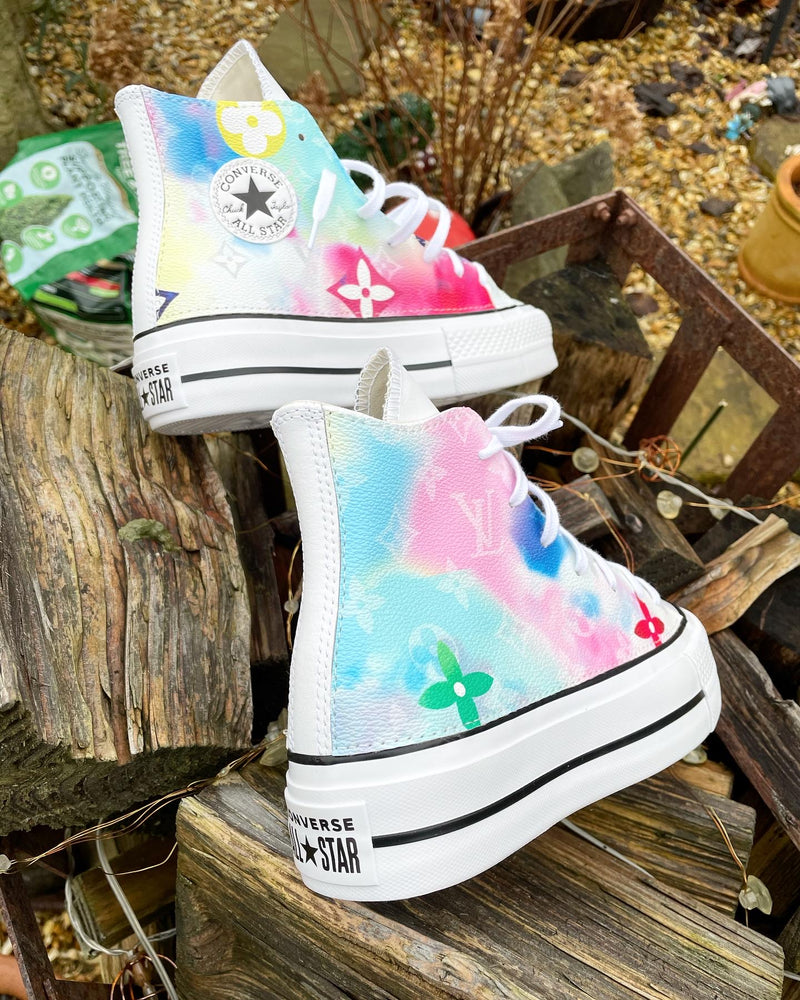 Chuck Taylor All Star Platform Converse • White | Watercolour Monogram