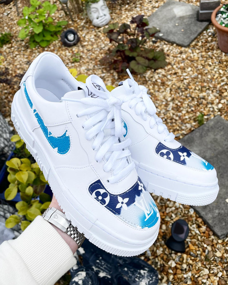 AF-1 Pixel • White | Blue Tie Dye • Mon