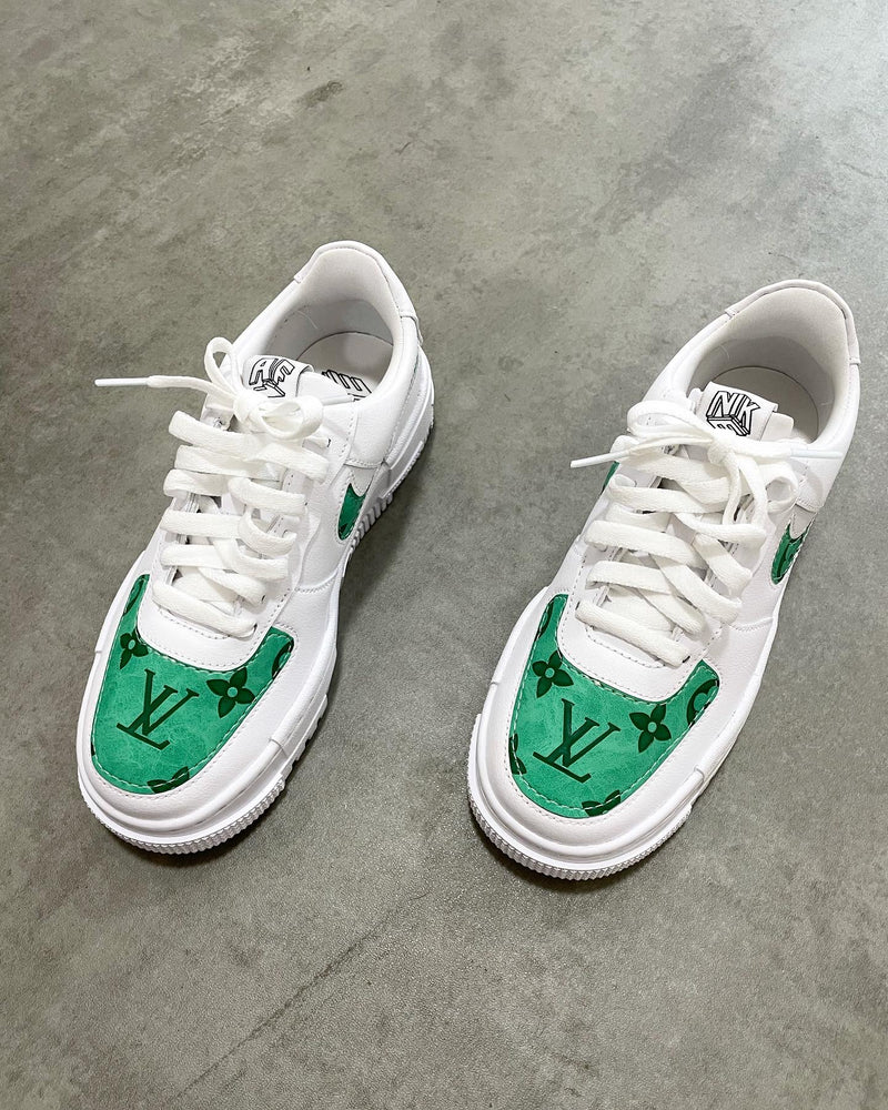 Nike Air Force 1 Pixel • White | Green Monogram
