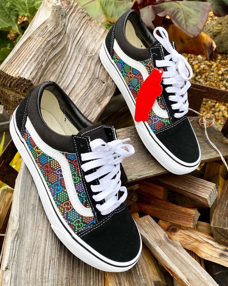 SIZE: 5.5 UK - 6.5 US • Old Skool Vans • Black | Multi colour • GG