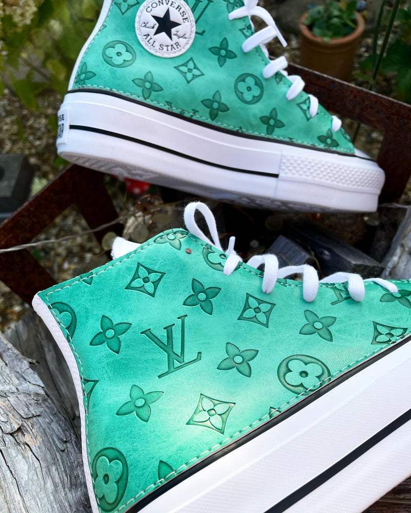 Chuck Taylor All Star Platform Converse • White | Green Mon