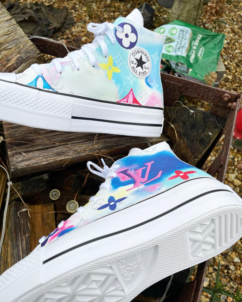 Chuck Taylor All Star Platform Converse • White | Watercolour Monogram