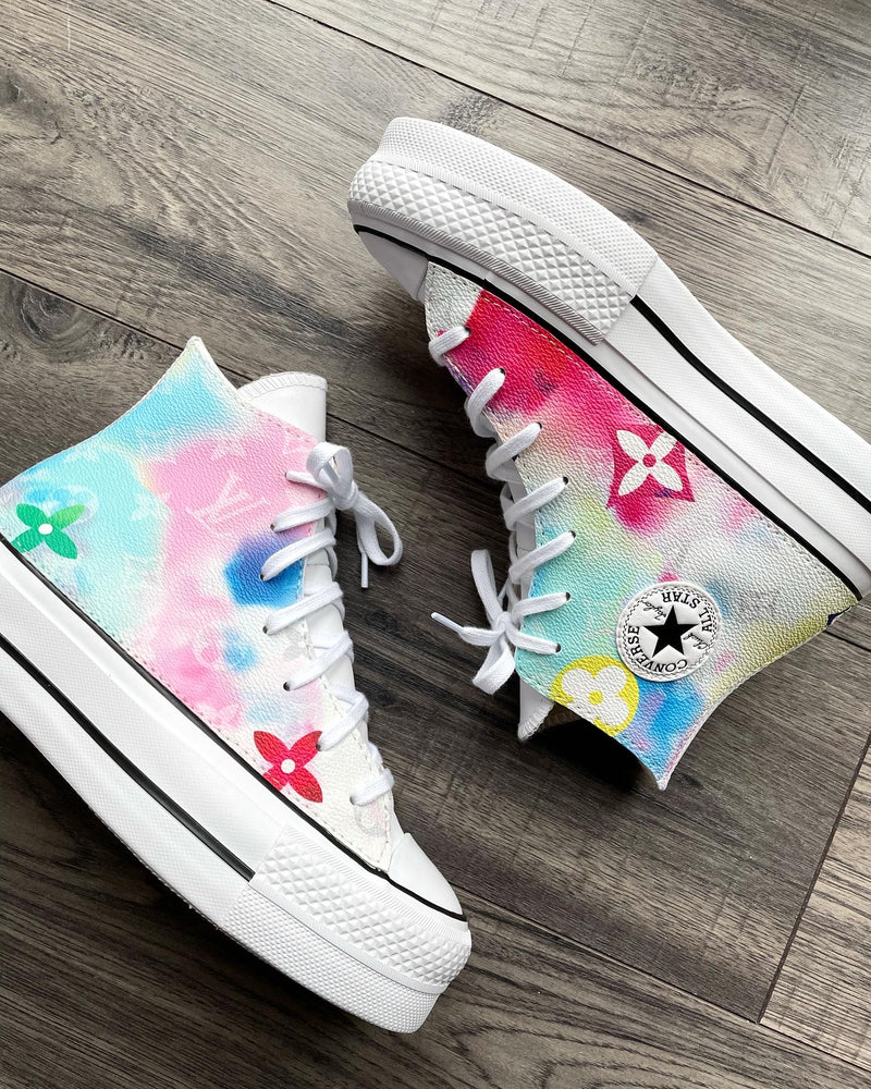 Chuck Taylor All Star Platform Converse • White | Watercolour Monogram