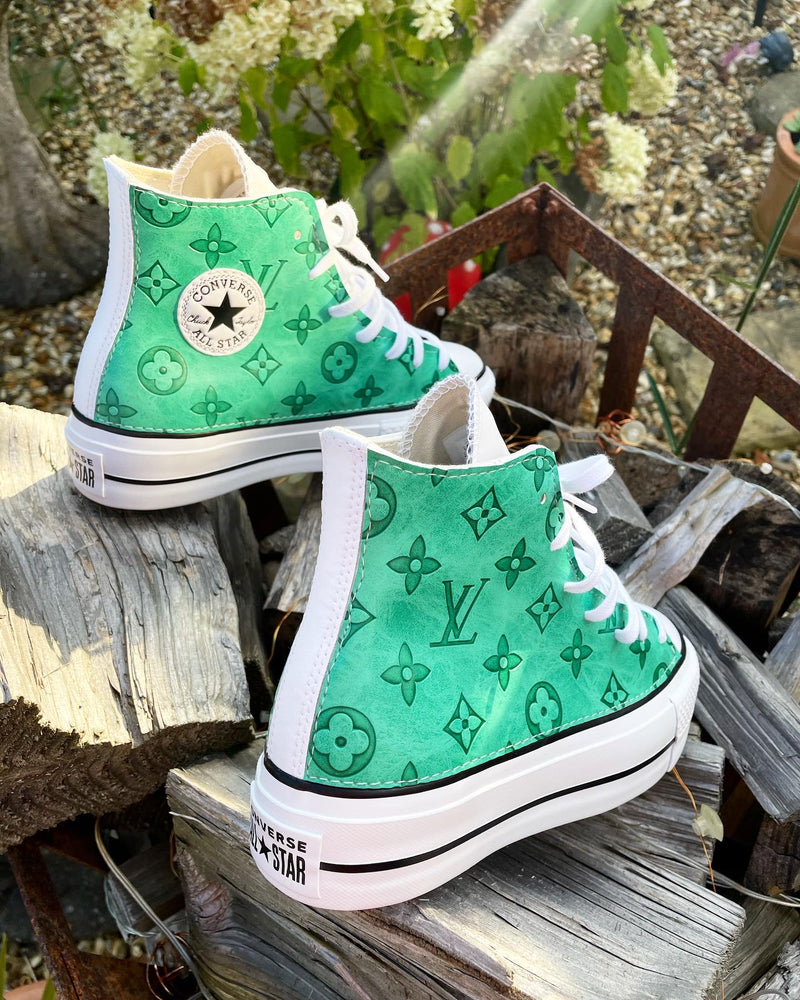 Chuck Taylor All Star Platform Converse • White | Green Mon