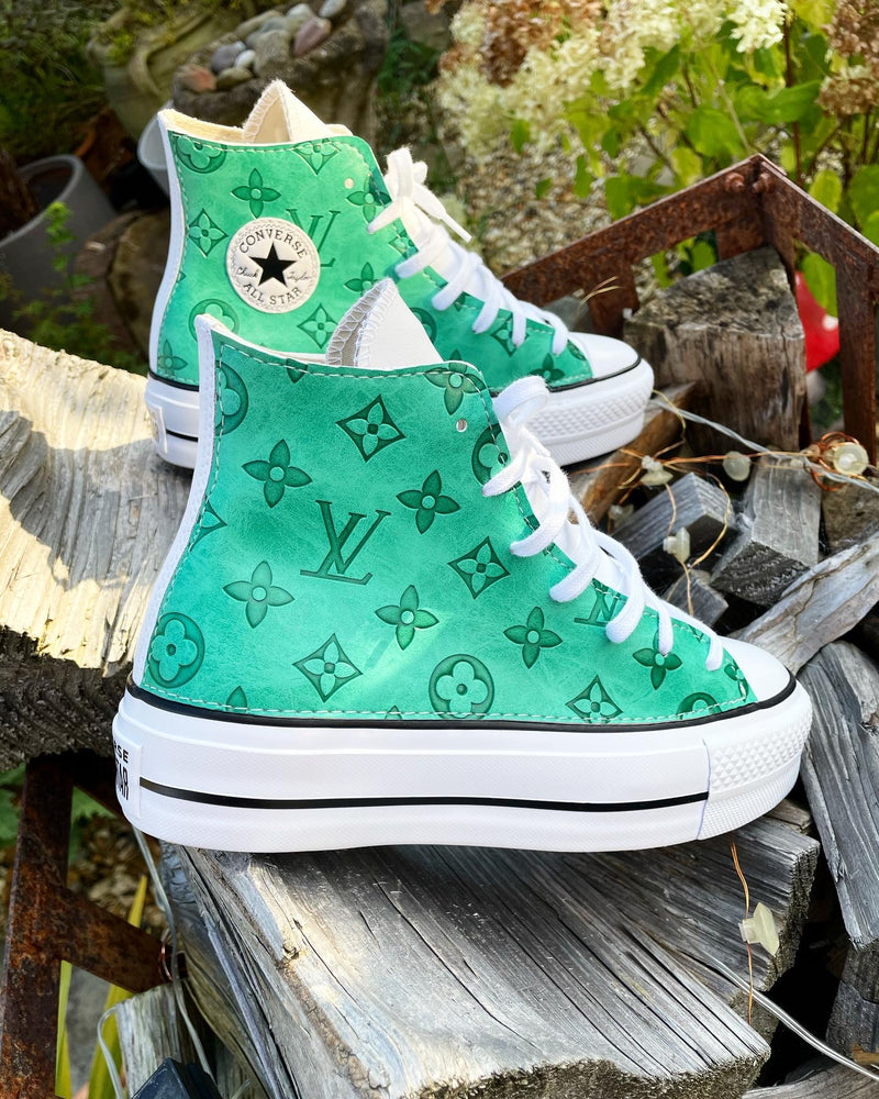 Chuck Taylor All Star Platform Converse • White | Green Mon