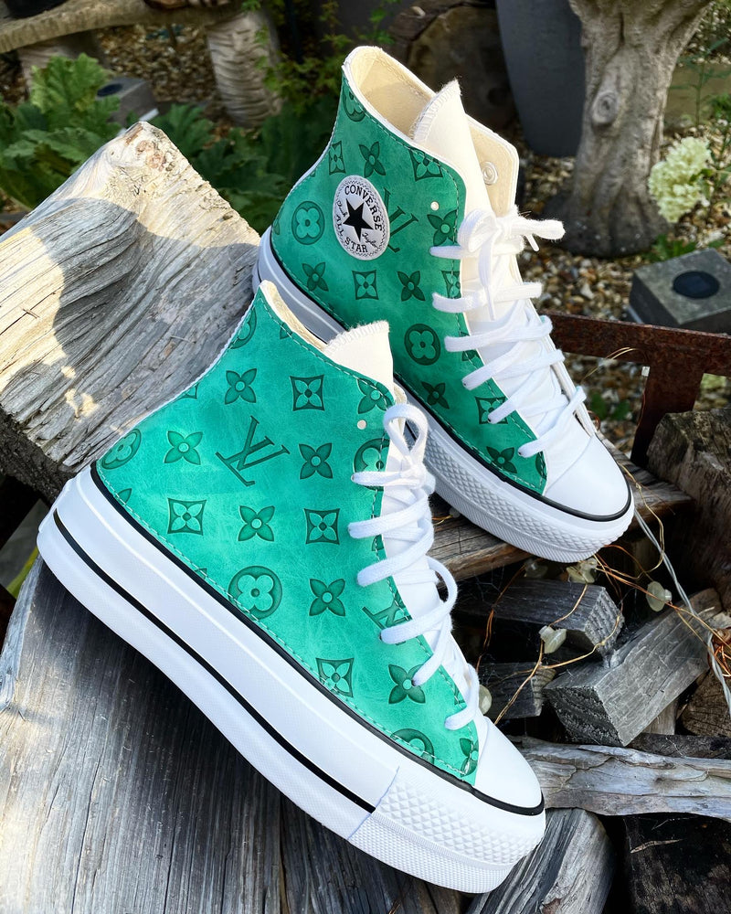 Chuck Taylor All Star Platform Converse • White | Green Mon