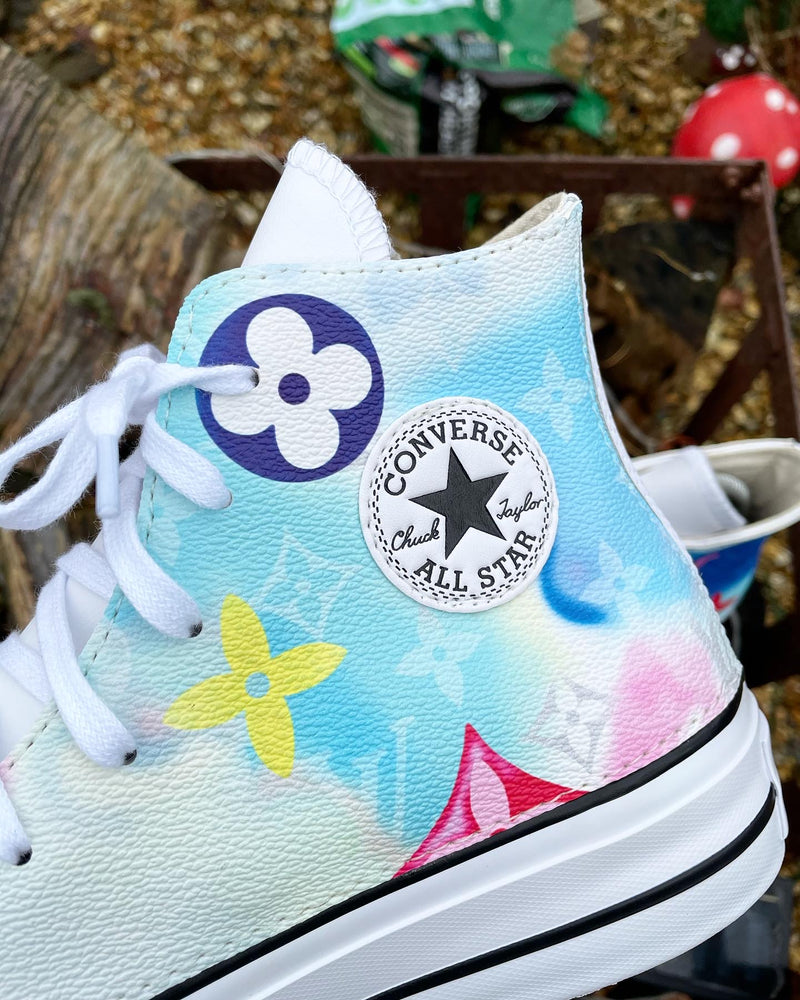 Chuck Taylor All Star Platform Converse • White | Watercolour Monogram