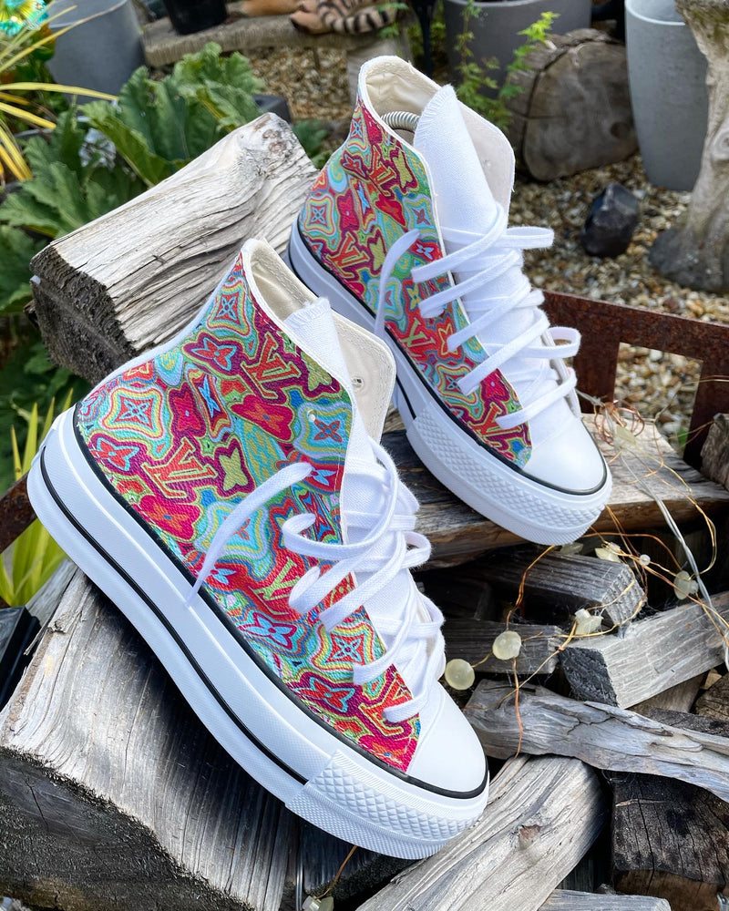 Chuck Taylor All Star Platform Converse • White | Mixed Warped Monogram