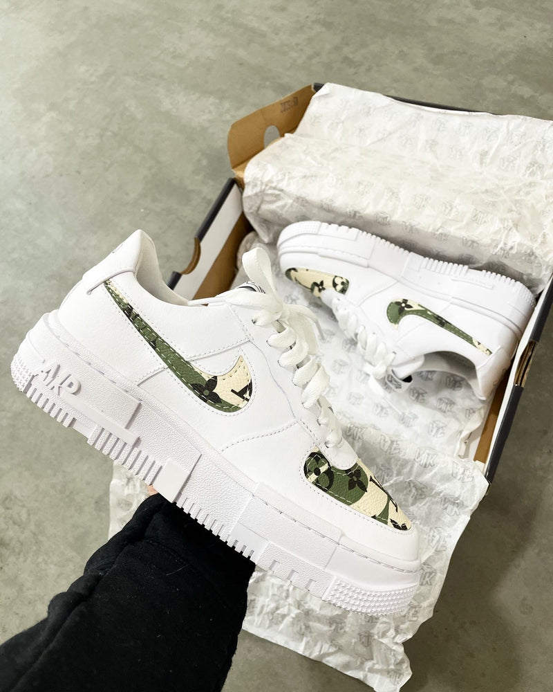 Nike Air Force 1 Pixel • White | Camo Monogram