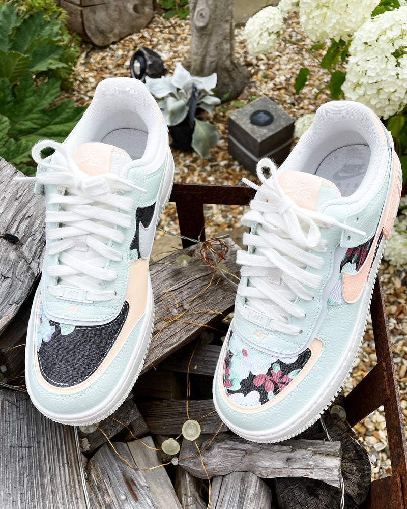 SIZE: 6.5 UK | Air Force 1 Shadow | Beige Teal • Lime GG