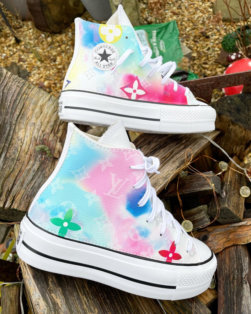 Chuck Taylor All Star Platform Converse • White | Watercolour Monogram